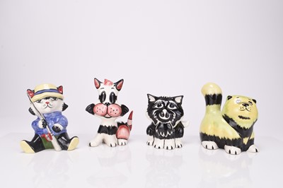 Lot 41 - Four Lorna Bailey cat modes including Marmaduke and Fisherman cat