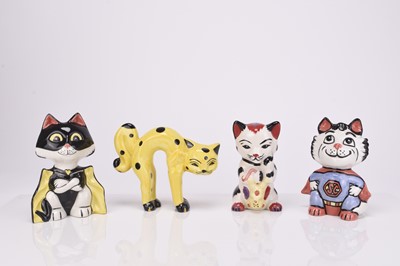 Lot 42 - Four Lorna Bailey models of cats including Super Cat and Batcat