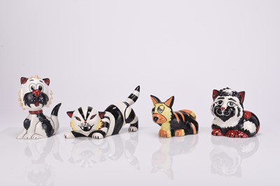 Lot 44 - Four Lorna Bailey models of cats including Frizzle and Tigger