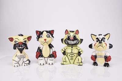 Lot 46 - Four Lorna Bailey models of cats including 'Make My Day' and 'Arnie'