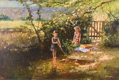 Lot 406 - Paul Attfield (b.1950) Picnic by the Stream