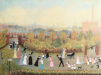 Lot 186 - Helen Bradley (1900-1979) The Park on May Day and It was a Beautiful Place