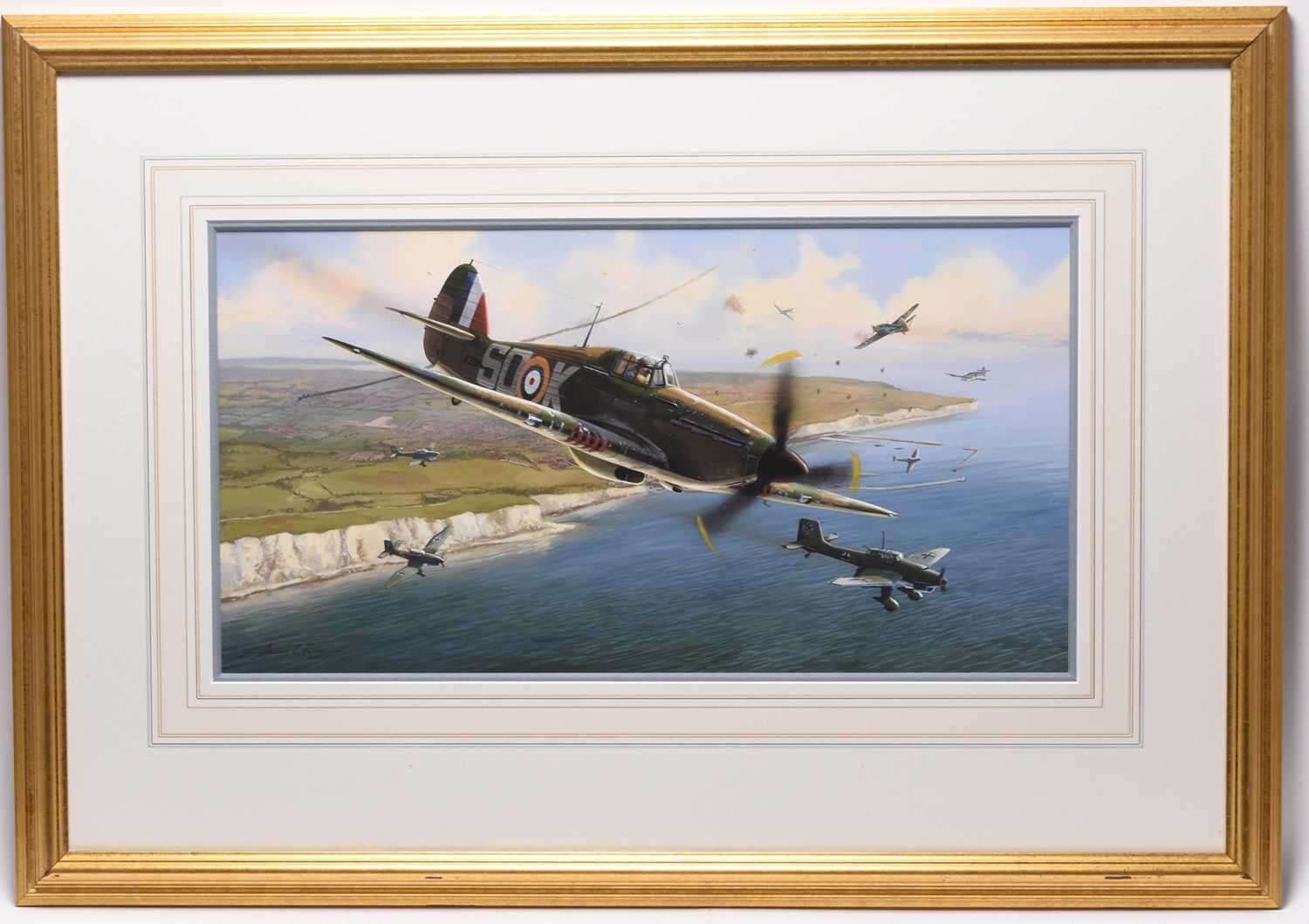 Lot 7 - Adrian Rigby (British b.1962) Hurricane Battle over Dover