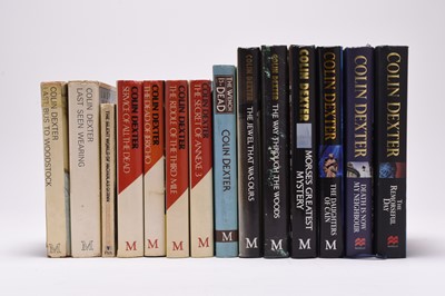 Lot 112 - DEXTER, Colin. A set of the Inspector Morse novels all warmly inscribed to his secretary (14)