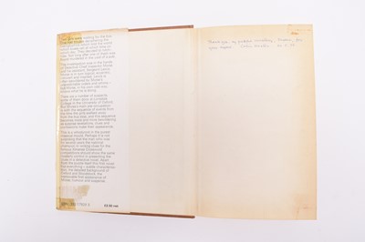 Lot 112 - DEXTER, Colin. A set of the Inspector Morse novels all warmly inscribed to his secretary (14)