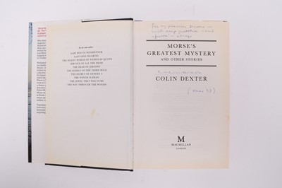 Lot 112 - DEXTER, Colin. A set of the Inspector Morse novels all warmly inscribed to his secretary (14)