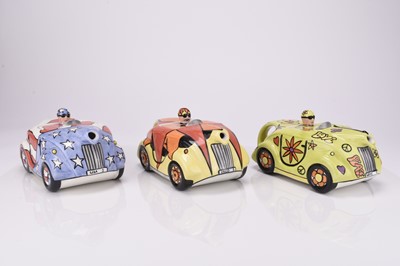 Lot 140 - Three Lorna Bailey limited edition novelty racing car teapots