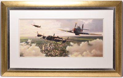 Lot 8 - Adrian Rigby (b.1962) 'Lest We Forget', Lancaster and two Spitfires