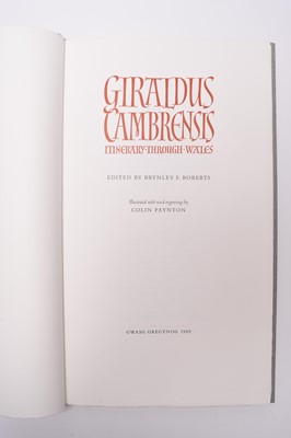 Lot 7 - GWASG GREGYNOG. Giraldus Cambrensis Itinerary Through Wales. Folio 1989. No 145/300.
