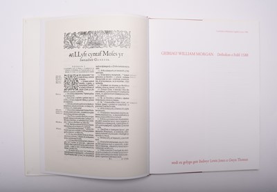 Lot 8 - MORGAN, Geiriau William, Detholion O Feibl 1588. Folio, Bedwyr Lewis Jones a Gwyn Thomas, 1988, No 94/300. Facsimile leaf from the first Welsh Bible, 1588, as a frontis.