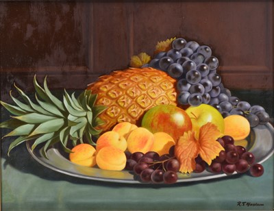 Lot 440 - Ron Haslam (20th Century) Still Life Study with a Platter of Fruit