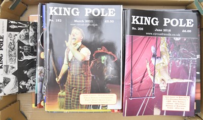 Lot 43 - KING POLE (circus magazine). A broken run of 54 quarterly issues from no 27 (Sept 1974) to no 208 (June 2016), including a 10-year run from June 2006 to June 2016.