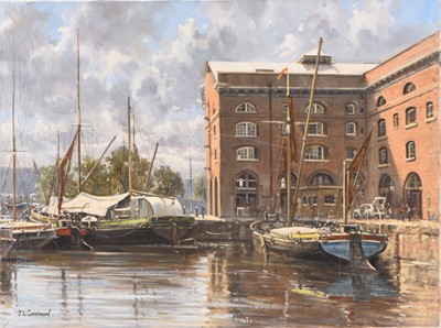 Lot 249 - John L Chapman (b.1946) Sunlight and Shadow on St Katherine's Dock