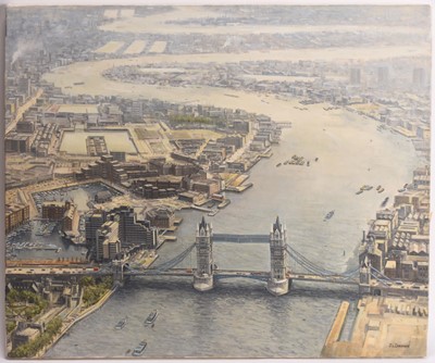 Lot 194 - John L Chapman (b.1946) Aerial View, Tower Bridge