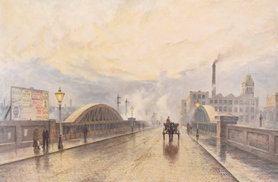 Lot 83 - John L Chapman (b.1946) Lancashire Street with Railway Bridge