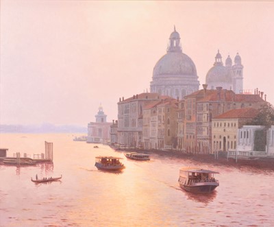 Lot 125 - Adrian Rigby (b.1962) Dawn on the Grand Canal, Venice