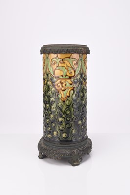 Lot 167 - Choisy-Le-Roi majolica oil lamp base, late 19th century