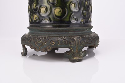 Lot 167 - Choisy-Le-Roi majolica oil lamp base, late 19th century