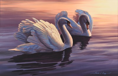 Lot Adrian Rigby (b.1962) Swans, Evening Grace