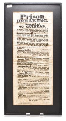 Lot 57 - BROADSIDE. Prison breaking, Perth 1838