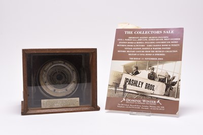 Lot 16 - Aircraft compass as used by C.L. Pashley in his Humber Monoplane flying for the Michelin Trophy 1911