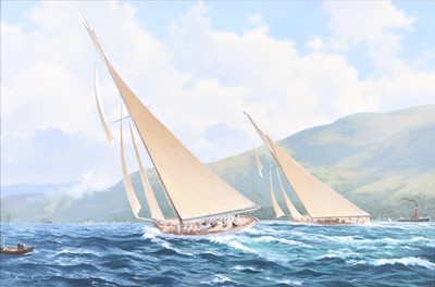 Lot 113 - Adrian Rigby (b.1962) Vigilant and Britannia Racing at The Clyde