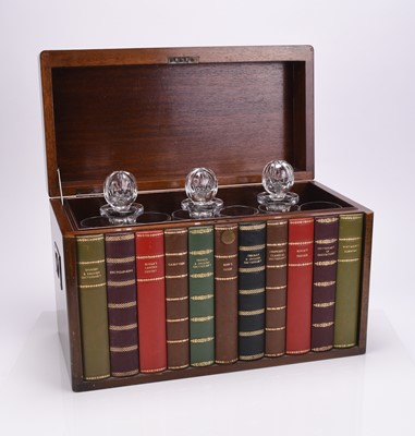 Lot 452 - A 20th century faux bookcase mahogany decanter box