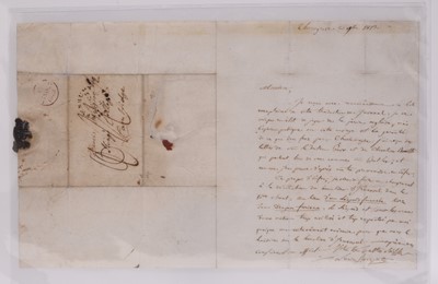 Lot 313 - An entire letter from Napoleon Bonaparte’s brother, Lucien, of postal, historical and literary importance, with a Shrewsbury connection.