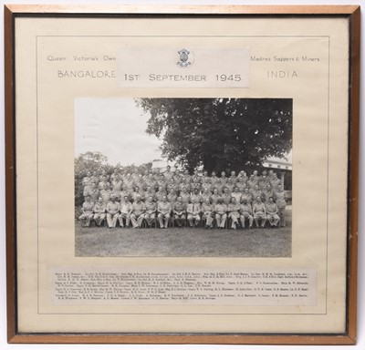 Lot 122 - Regimental portrait of QVO Indian Madras Sappers and Miners, 1st September 1945