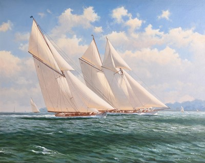 Lot 192 - Adrian Rigby (b.1962) Summer Racing on the Solent, Westward and Lulworth 1926