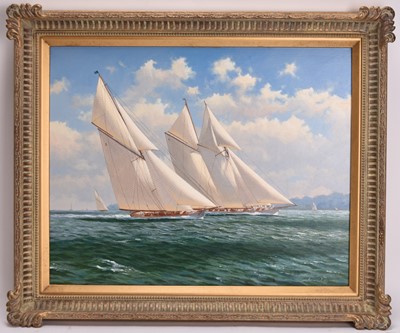 Lot 192 - Adrian Rigby (b.1962) Summer Racing on the Solent, Westward and Lulworth 1926