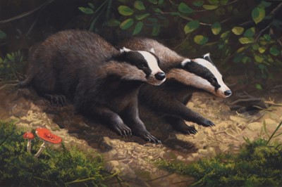 Lot 257 - Adrian Rigby (b.1962) Boisterous Badgers