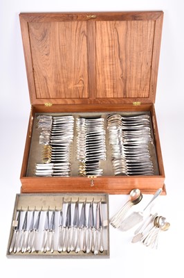 Lot 9 - A cased canteen of German silver cutlery