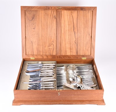 Lot 9 - A cased canteen of German silver cutlery