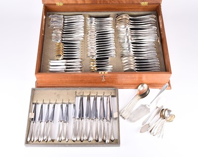 Lot 9 - A cased canteen of German silver cutlery