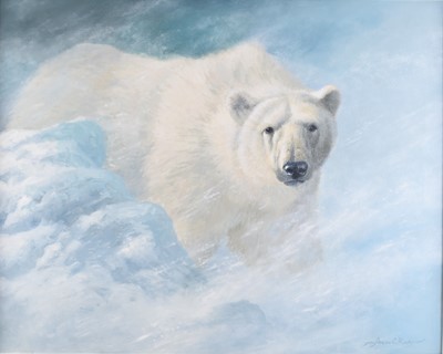 Lot 610 - Adrian Rigby (b.1962) Polar Bear in an Arctic Storm