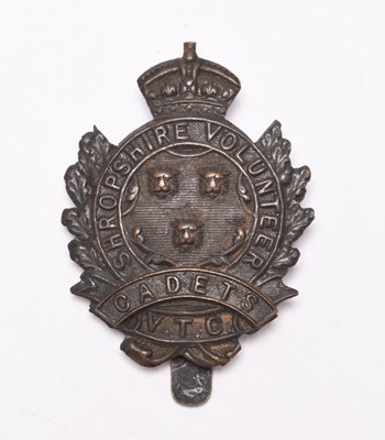 Lot 205 - A scarce WW1 Shropshire Volunteer Cadets cap badge