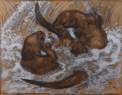 Lot 127 - Charles Frederick Tunnicliffe (1901-1979) Swimming Otters