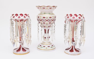 Lot 585 - Three Bohemian table lustres, late 19th century