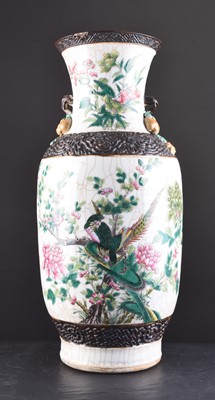 Lot 67 - A Chinese famille rose crackle-glazed vase, late 19th century