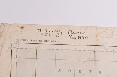 Lot 130 - Interesting WW2 grouping, Capt. Livesey, incl. medals, sword, hat, maps and insignia