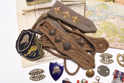 Lot 130 - Interesting WW2 grouping, Capt. Livesey, incl. medals, sword, hat, maps and insignia