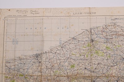 Lot 130 - Interesting WW2 grouping, Capt. Livesey, incl. medals, sword, hat, maps and insignia