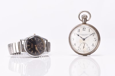 Lot 319 - A silver open face pocket watch and a Gervaux gentleman's nickel plated wristwatch