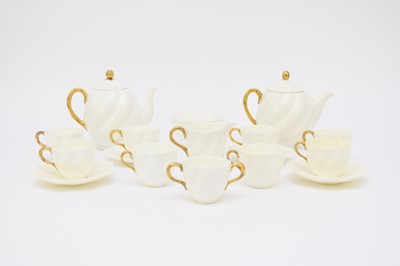 Lot 74 - Coalport plain white and gilt tea service, early 20th century