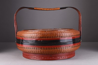 Lot 41 - A Chinese woven and lacquered bamboo wedding basket, Qing Dynasty