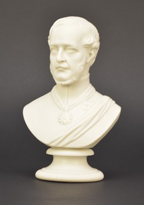 Lot 500 - A small Kerr and Binns (Worcester) parian portrait bust of Prince Albert