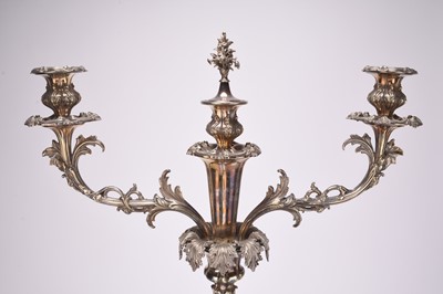 Lot 43 - A Victorian large silver plated two branch candelabra