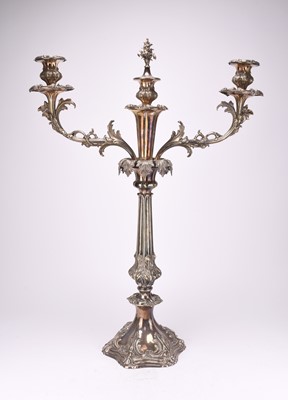 Lot 43 - A Victorian large silver plated two branch candelabra