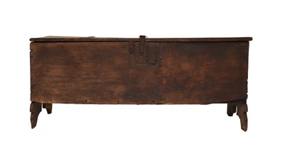 Lot 175 - A large 17th century rustic six-plank coffer